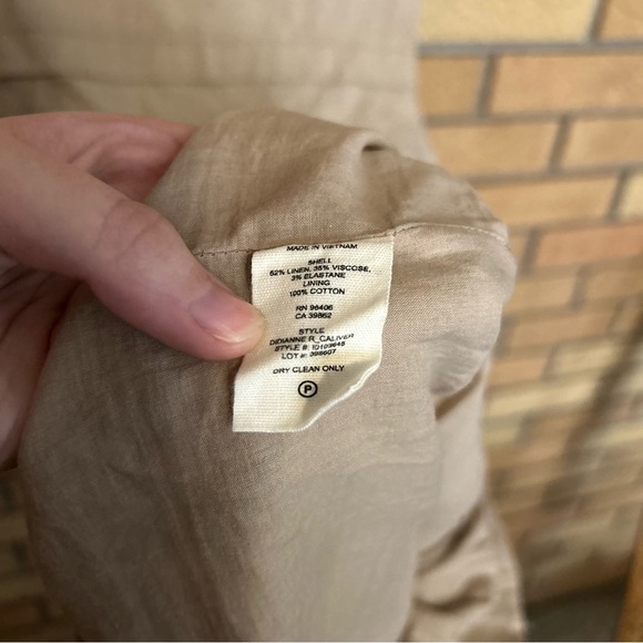 Theory Didianne Tierra Wash Linen Blend Sleeveless Shift Dress Beige Tan Size 6 - Picture 6 of 8